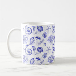 Taza De Café Blue Seashells Coffee Mug - Ideal para los amantes