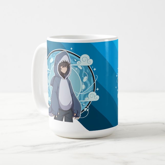 Taza De Café Blue Shark Boy Anime Art (Anverso izquierdo)