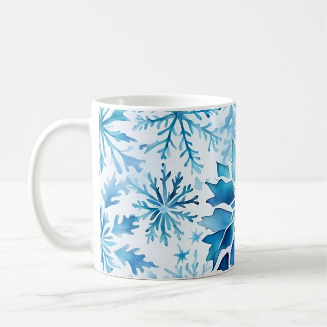 Taza De Café Blue Snowflakes Winter magic wart  (Izquierda)