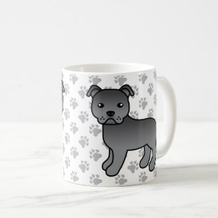 Taza De Café Blue Staffordshire Bull Terrier Cute Cartog Dog