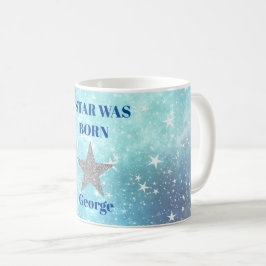 Taza De Café Blue Stars Birthday Fun Personal Moderno