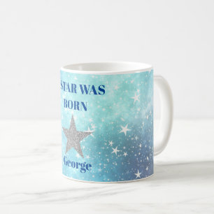 Taza De Café Blue Stars Birthday Fun Personal Moderno