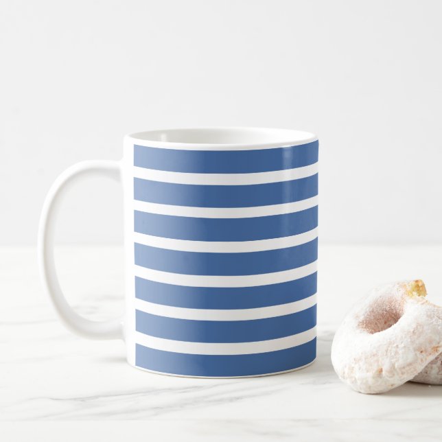 Taza De Café Blue Stripes Summer Beach House (Con donut)