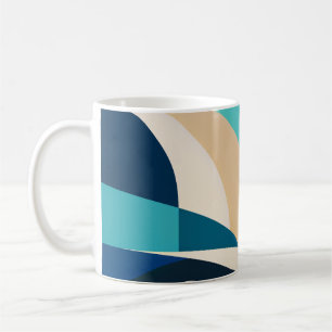 Taza De Café Blue Teal Coral Geometric Abstract