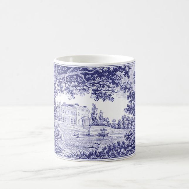 Taza De Café Blue Toile Mug - Decoración del País Francés (Centro)
