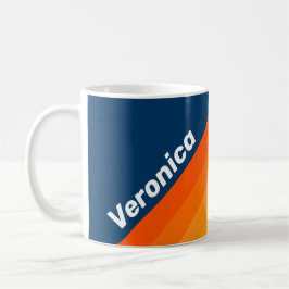 Taza De Café Blue Vintage Stripe with Name