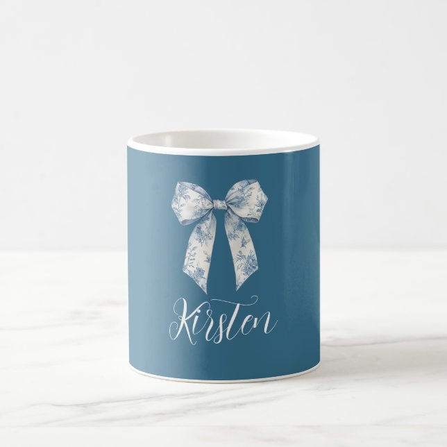 Taza De Café Blue White Floral Bow (Centro)