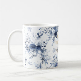 Taza De Café Blue White Floral Star Christmas Ornament