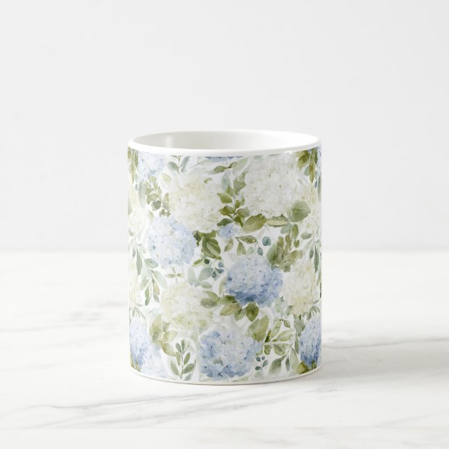 Taza De Café Blue White Hydrangea Romantic Floral Bridal Shower (Centro)