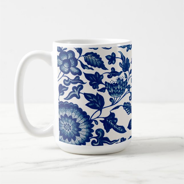 Taza De Café Blue White Wildflower French Country Chinoiserie  (Izquierda)
