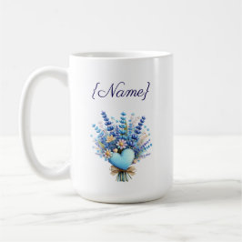 Taza De Café Blue Wildflower Name Mug – Floral Custom Gift