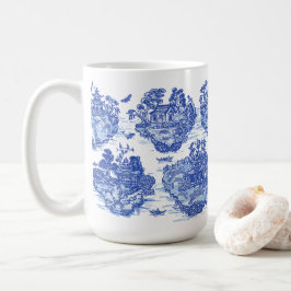 Taza De Café Blue Willow Animal Rabbit Deer Fox Bird