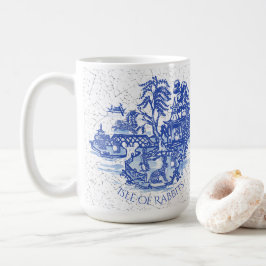 Taza De Café Blue Willow Rabbit Island Whimsical Crackge Look