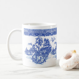 Taza De Café Blue Willow Rabbit Isle of Animals Clásico Fun Art