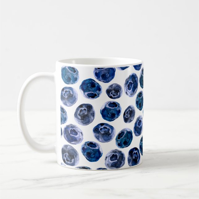 Taza De Café Blueberries: acuarela ilustrada. (Izquierda)