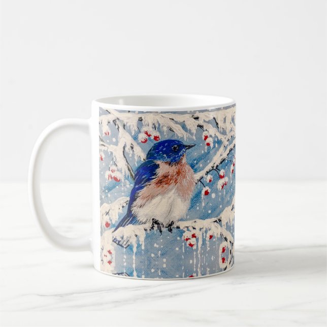Taza De Café Bluebird del invierno (Izquierda)