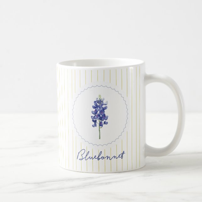 Taza De Café Bluebonnet, Flor salvaje de Texas, Azul, Primavera (Derecha)