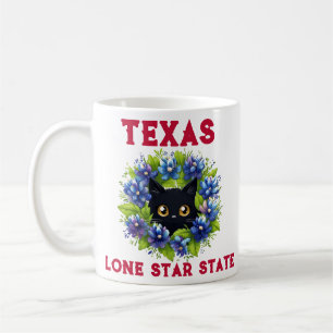 Taza De Café Bluebonnets Cute Cat Texas Flowine Lupine