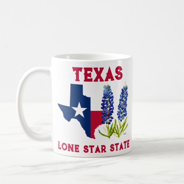 Taza De Café Bluebonnets Texas State Flowers Lupine Lone Star (Izquierda)