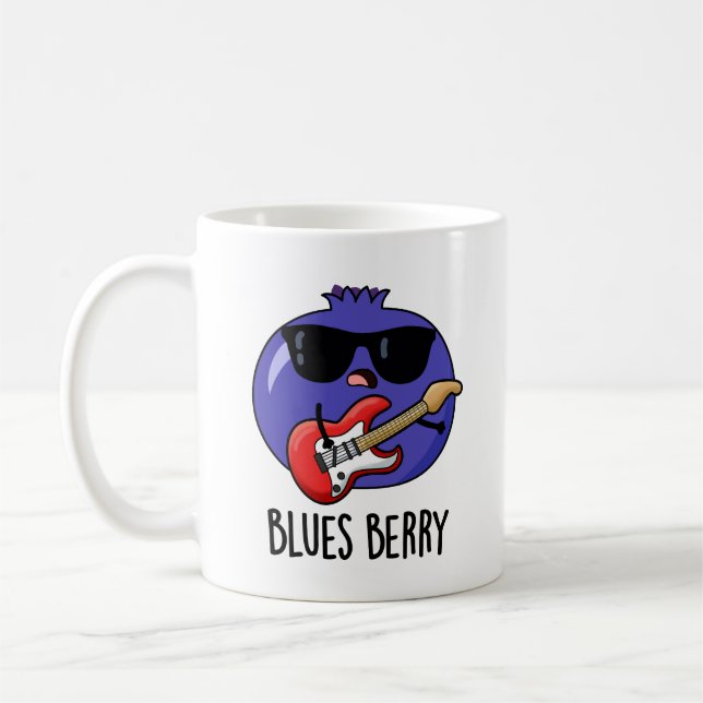 Taza De Café Blues Berry Funny Fruit Pun (Izquierda)