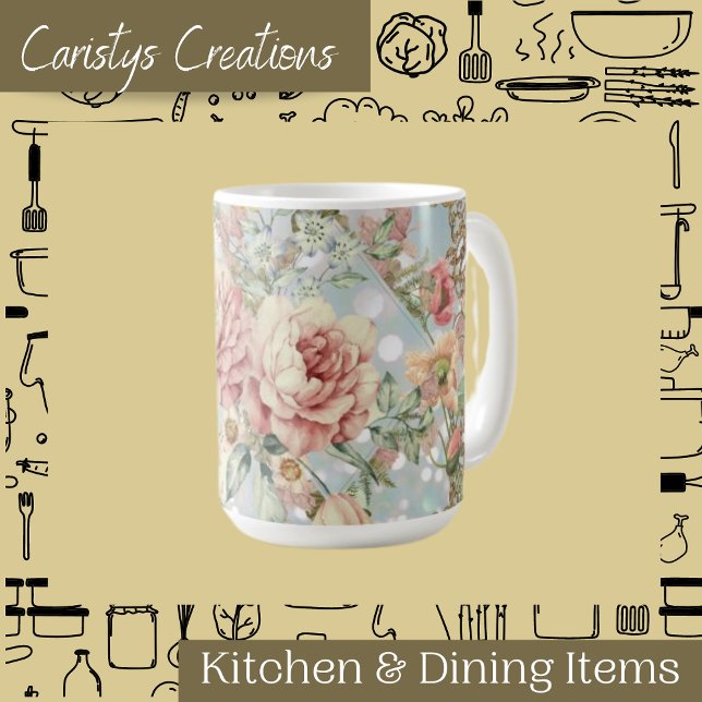 Taza De Café Blues románticos pastel florals (Subido por el creador)