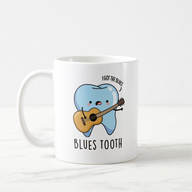 Taza De Café Blues Tooth Funny Dental Music Pun (Izquierda)
