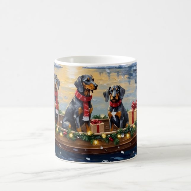 Taza De Café Bluetick Coonhound Christmas Boat Holiday (Centro)