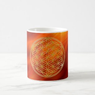 Taza De Café Blume des Lebens   oleadas de klein rojo BG