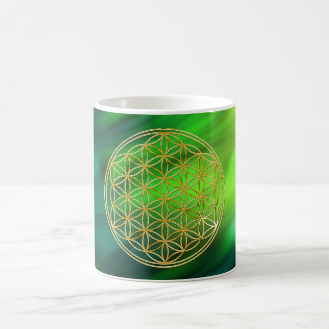 Taza De Café Blume des Lebens | oleadas de klein verde BG (Centro)