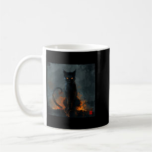 Taza De Café Blusa de cuello en V para mujer gato negro de Hall