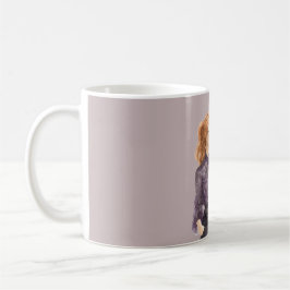 Taza De Café Blusa de encaje morado con gafas de sol y pelo roj