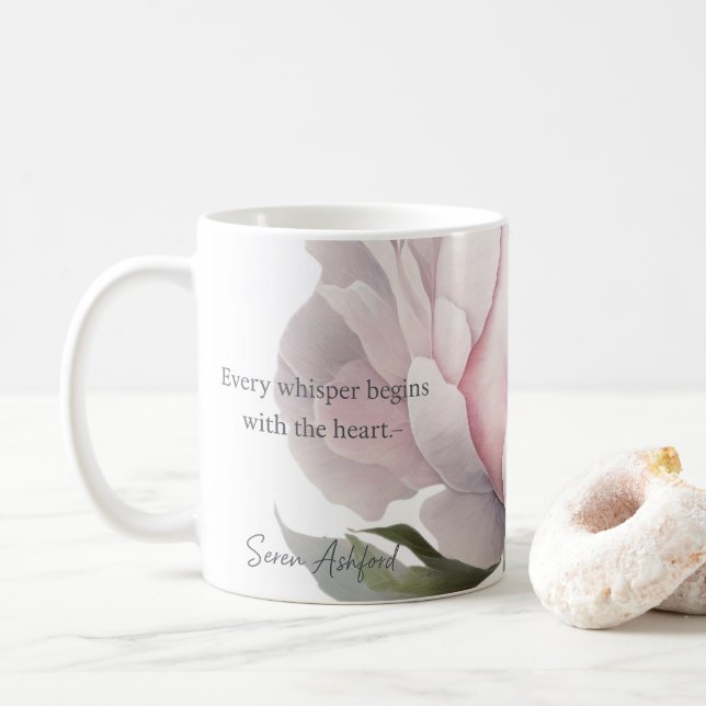 Taza De Café Blush bloom with whispered words Mug (Con donut)