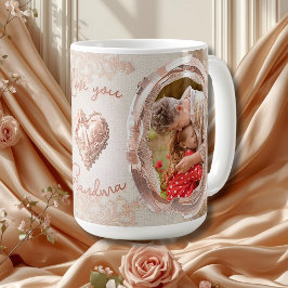 Taza De Café Blush Heirloom Heart Family Photo Keepsake Panel