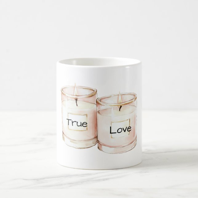 Taza De Café Blush Pink Candles True Love (Centro)
