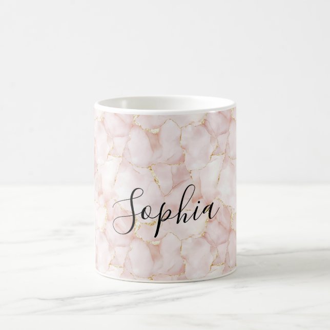 Taza De Café Blush Pink Gold Rose Petals Floral (Centro)