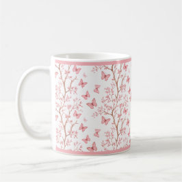 Taza De Café Blush Pink Ink Outlined Floral Mug