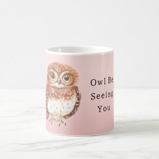 Taza De Café Blush Pink Owl I'll Be Seeing You (Centro)