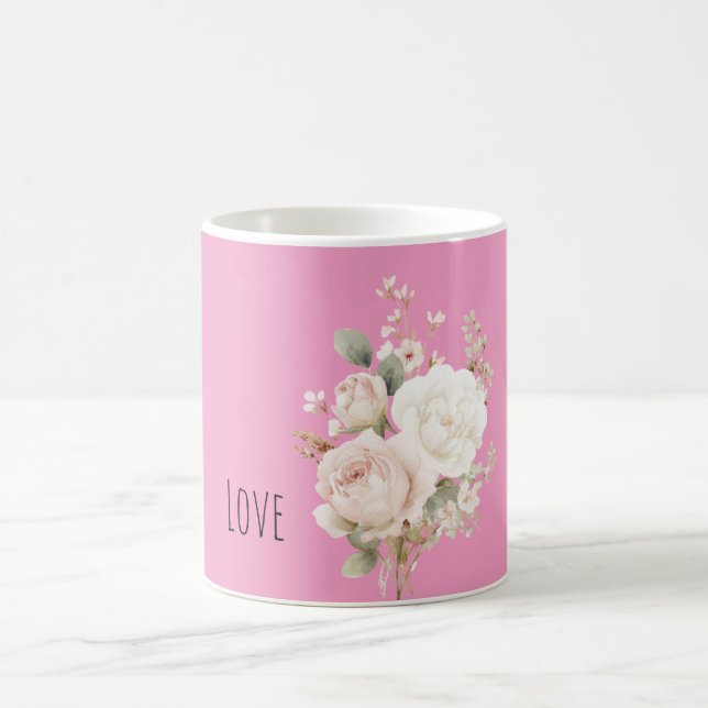 Taza De Café Blush Pink White Roses Floral (Centro)