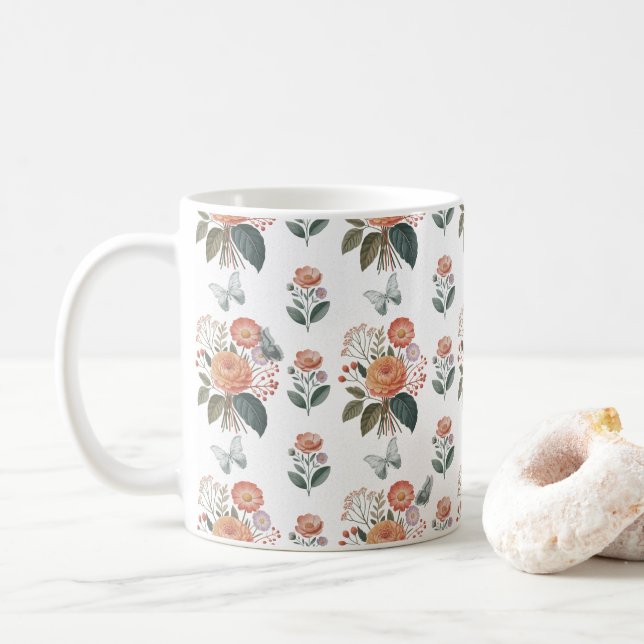 Taza De Café Blütenzauber mit Schmetterlingsflügeln (Con donut)