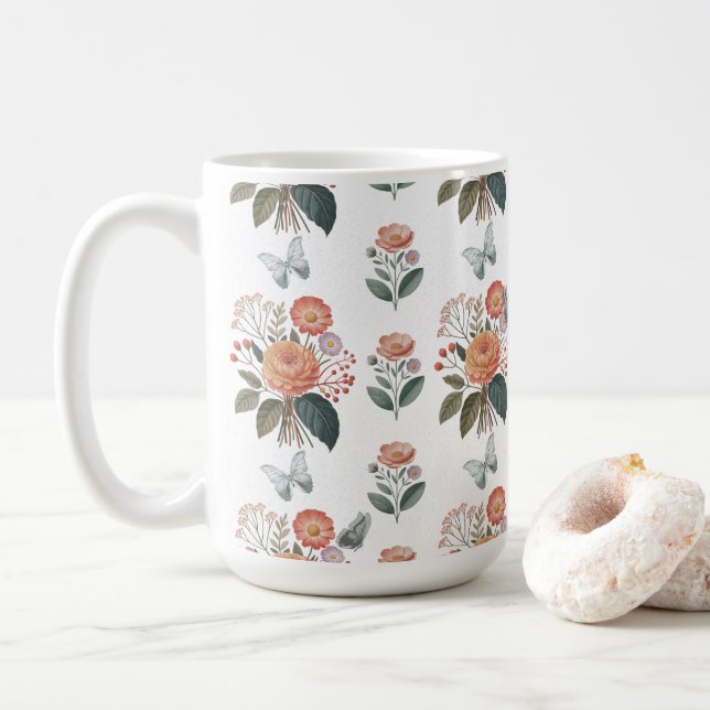 Taza De Café Blütenzauber mit Schmetterlingsflügeln (Con donut)