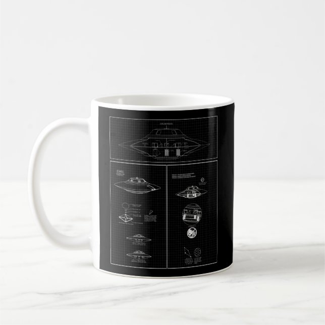 Taza De Café Bob Lazar Sport Model Uap Blueprint (Izquierda)