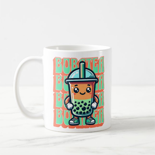 Taza De Café Boba Bubble Tea Kawaii Cute Personalizado (Izquierda)