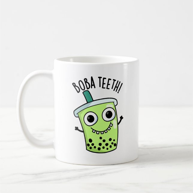 Taza De Café Boba Teeth Funny Boba Tea Pun (Izquierda)