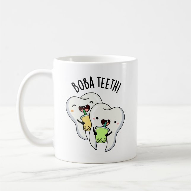 Taza De Café Boba Teeth Funny Boba Tea Pun (Izquierda)