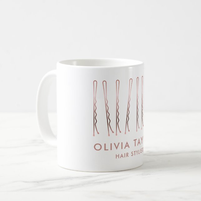 Taza De Café Bobby Pins Hair Stylist Hair Salon Hairdresser (Anverso izquierdo)