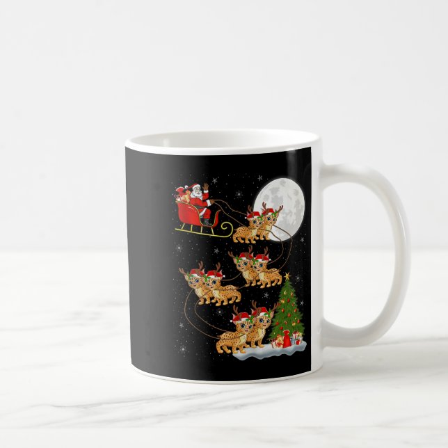Taza De Café Bobcat Lynx Santa Sleigh Flying Funny Magical Chri (Derecha)