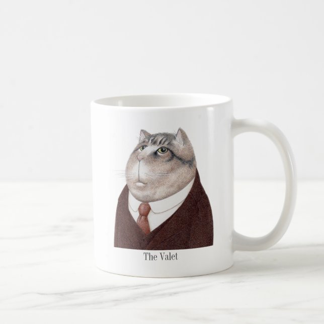 Taza De Café BOBINA blanca CAT DE VALET + Texto (Derecha)