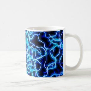 Taza De Café Bobina de Tesla de relámpago azul neón eléctrico