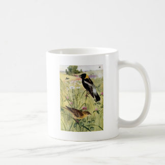 Taza De Café Bobolinks, margaritas y trébol rosado