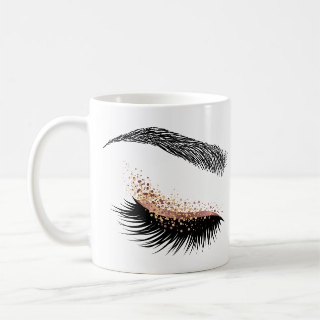 Taza De Café Boca Belleza Maquillaje Chica Lash Extensión Rosa  (Izquierda)